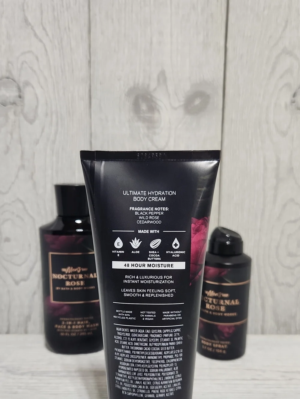 Bath & Body Works Men's Collection Nocturnal Rose 3pc Set Wash Cream Mist